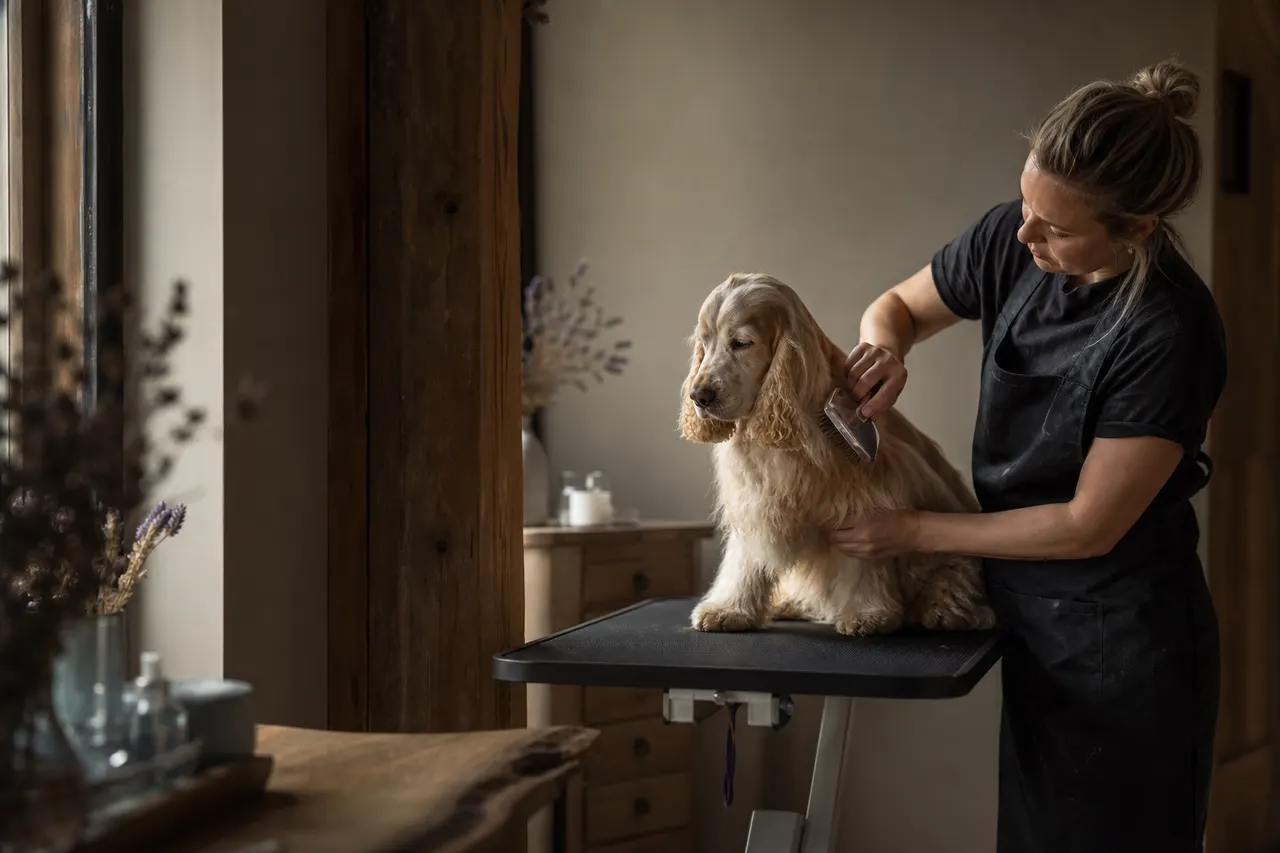 Generated concept of a dog being gently brushed